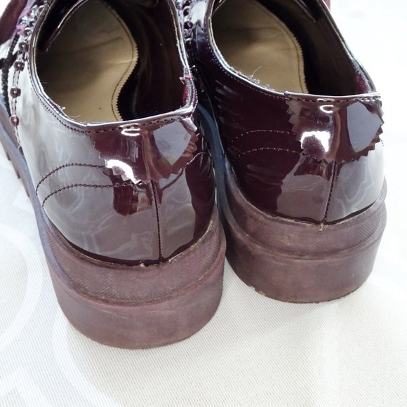 Zara Burgundy Vinyl Flat Platform Shoes - Picture 4 of 6